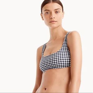 J. Crew Blue and White Gingham Checkered Bikini Top